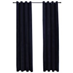 vidaXL Draperii opace cu inele, 2 buc., negru, 140 x 175 cm, catifea vidaXL Draperii opace cu inele, 2 buc., negru, 140 x 175 cm, catifea