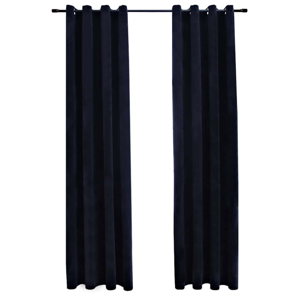 vidaXL Draperii opace cu inele, 2 buc., negru, 140 x 225 cm, catifea