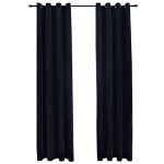 vidaXL Draperii opace cu inele, 2 buc., negru, 140 x 225 cm, catifea vidaXL Draperii opace cu inele, 2 buc., negru, 140 x 225 cm, catifea