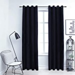 vidaXL Draperii opace cu inele, 2 buc., negru, 140 x 225 cm, catifea vidaXL Draperii opace cu inele, 2 buc., negru, 140 x 225 cm, catifea