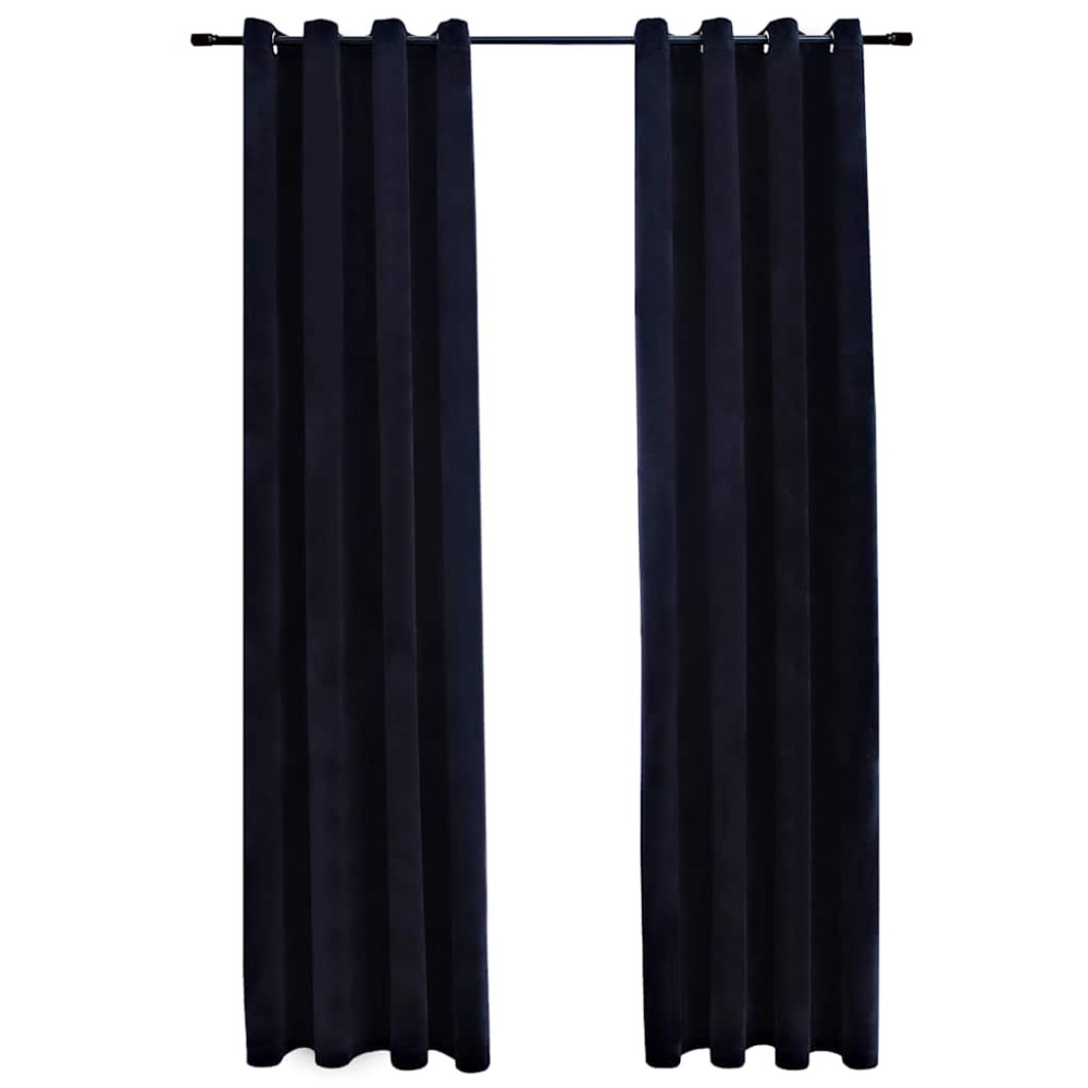 vidaXL Draperii opace cu inele, 2 buc., negru, 140 x 245 cm, catifea