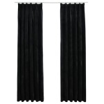vidaXL Draperii opace, 2 buc., negru, 140x225 cm, catifea, cu cârlige vidaXL Draperii opace, 2 buc., negru, 140x225 cm, catifea, cu cârlige