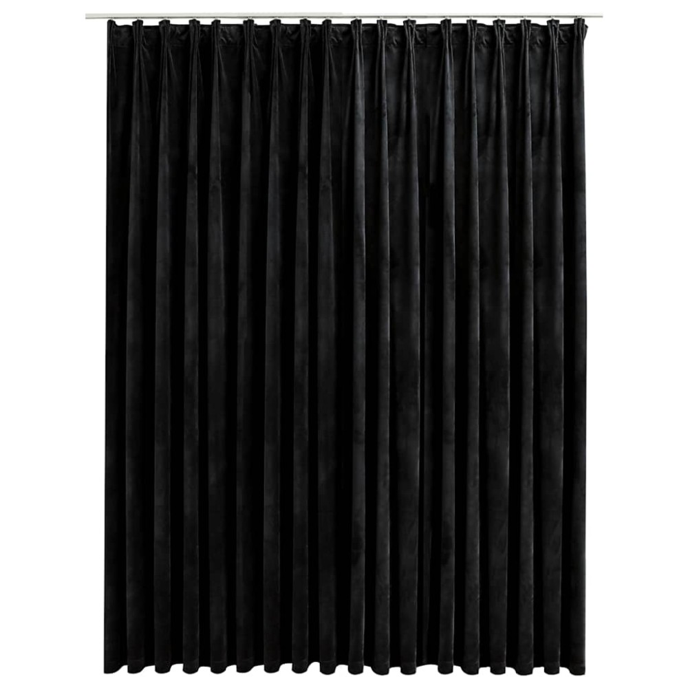 vidaXL Draperie opacă, negru, 290 x 245 cm, catifea, cu cârlige