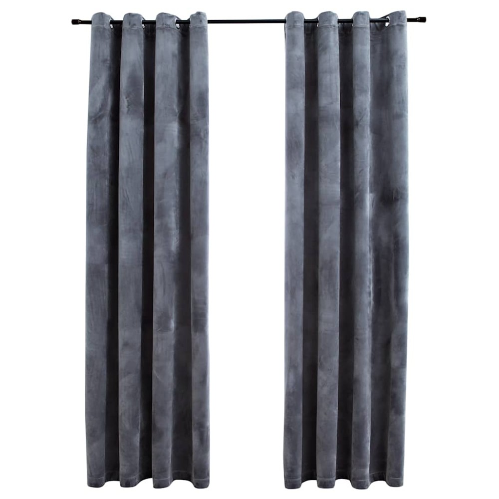 vidaXL Draperii opace cu inele, 2 buc., antracit, 140x175 cm, catifea