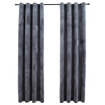 vidaXL Draperii opace cu inele, 2 buc., antracit, 140x175 cm, catifea vidaXL Draperii opace cu inele, 2 buc., antracit, 140x175 cm, catifea