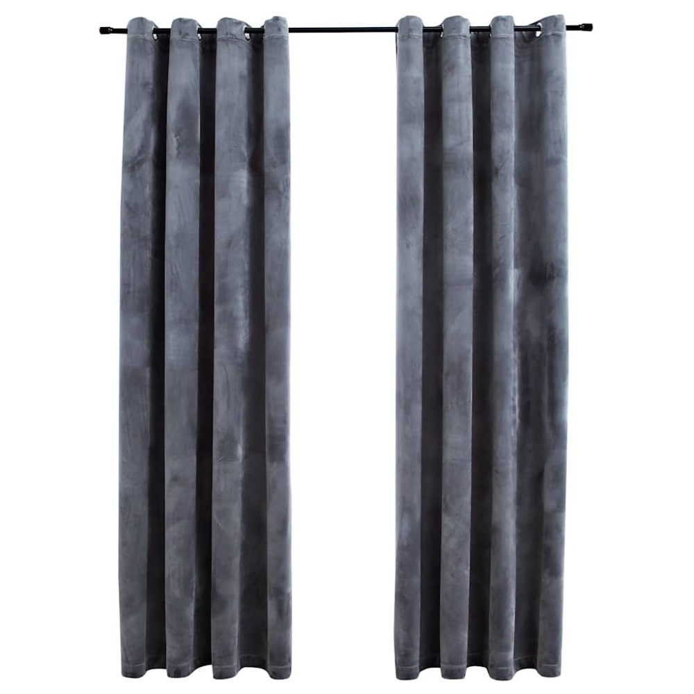 vidaXL Draperii opace cu inele, 2 buc., antracit, 140x225 cm, catifea