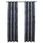vidaXL Draperii opace cu inele, 2 buc., antracit, 140x225 cm, catifea vidaXL Draperii opace cu inele, 2 buc., antracit, 140x225 cm, catifea