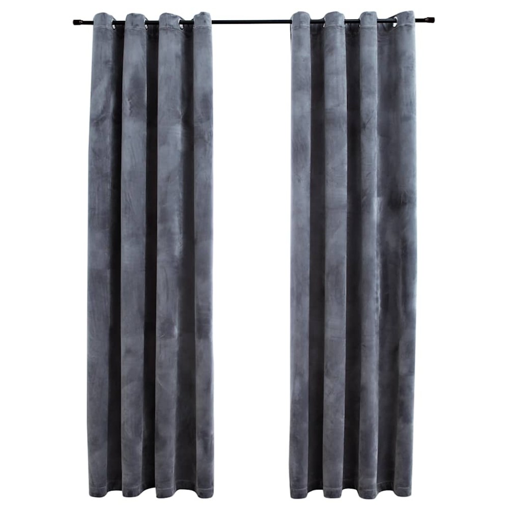 vidaXL Draperii opace cu inele, 2 buc., antracit, 140x245 cm, catifea