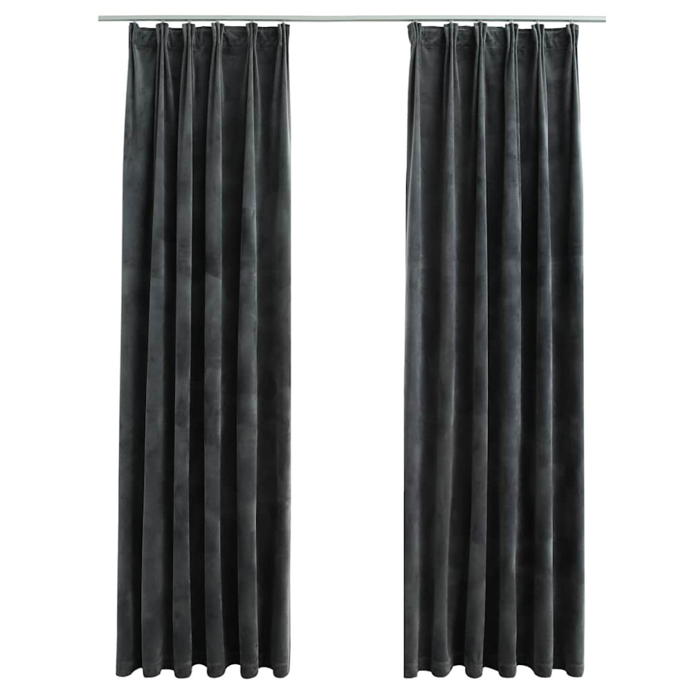 vidaXL Draperii opace, 2 buc., antracit, 140x175 cm, catifea, cârlige