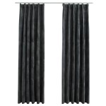 vidaXL Draperii opace, 2 buc., antracit, 140x175 cm, catifea, cârlige vidaXL Draperii opace, 2 buc., antracit, 140x175 cm, catifea, cârlige