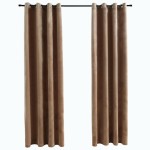 vidaXL Draperii opace cu inele, 2 buc., bej, 140 x 225 cm, catifea