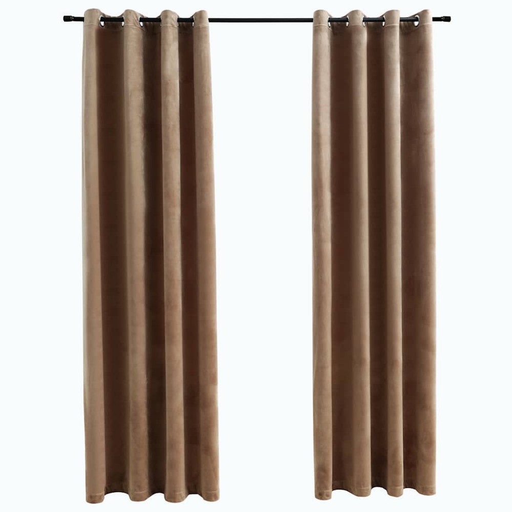 vidaXL Draperii opace cu inele, 2 buc., bej,140 x 245 cm, catifea