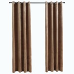 vidaXL Draperii opace cu inele, 2 buc., bej,140 x 245 cm, catifea vidaXL Draperii opace cu inele, 2 buc., bej,140 x 245 cm, catifea