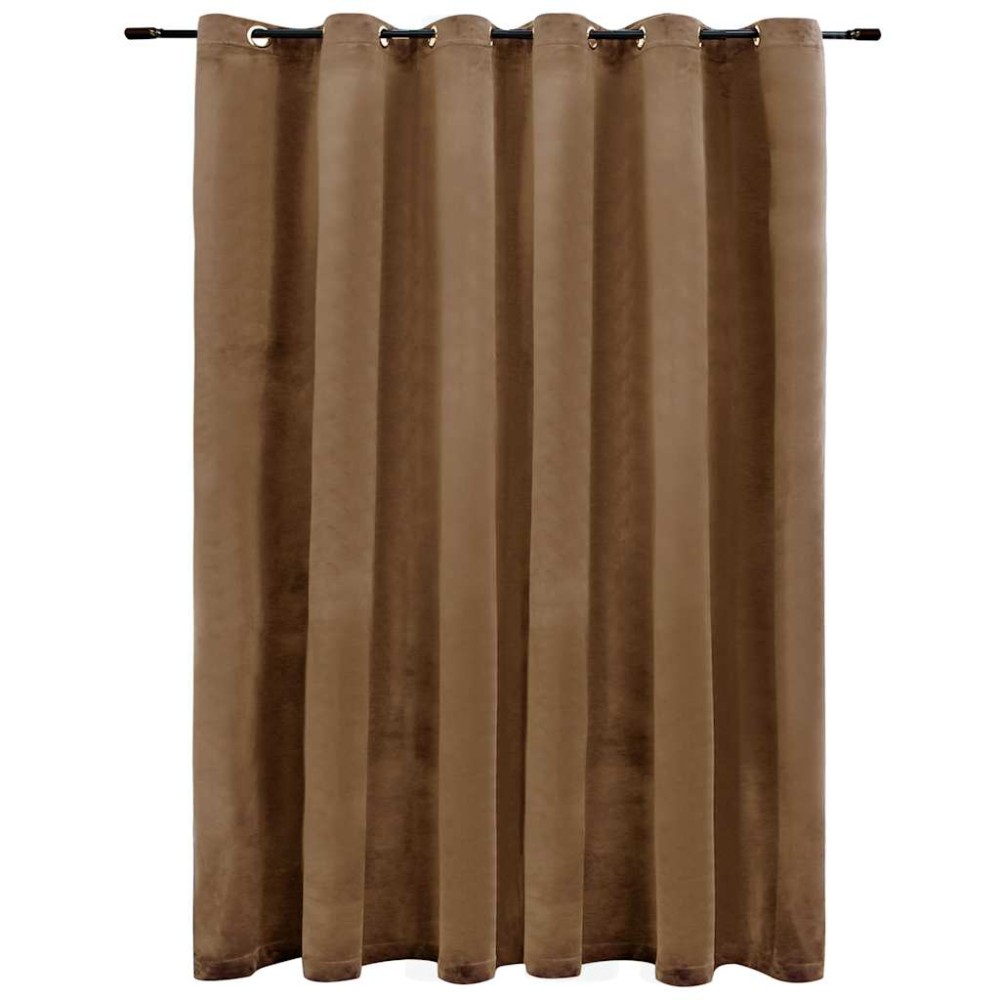 vidaXL Draperie opacă cu inele metalice, bej, 290 x 245 cm, catifea