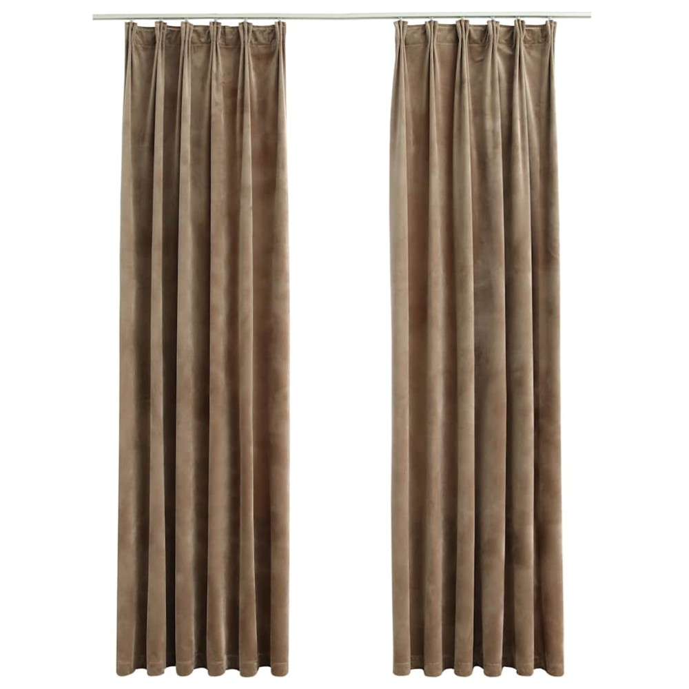 vidaXL Draperii opace, 2 buc., bej, 140x225 cm, catifea, cu cârlige