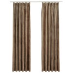 vidaXL Draperii opace, 2 buc., bej, 140x225 cm, catifea, cu cârlige vidaXL Draperii opace, 2 buc., bej, 140x225 cm, catifea, cu cârlige