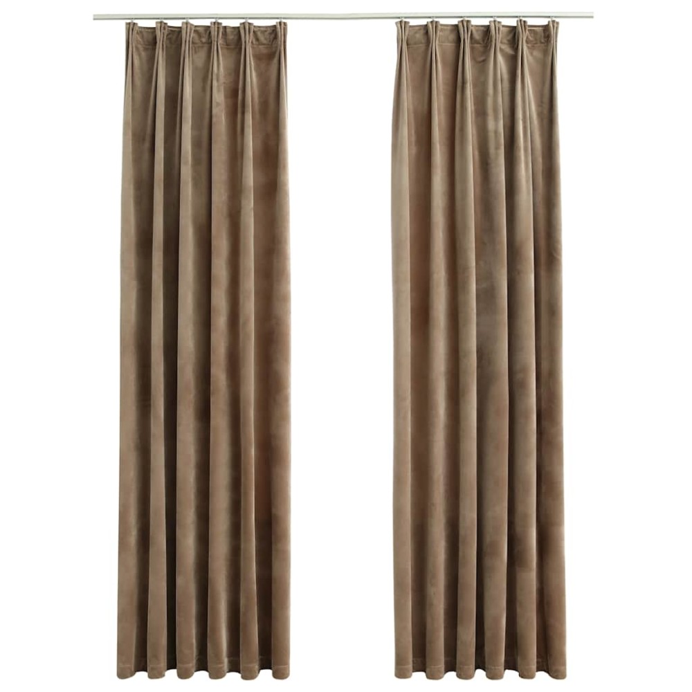 vidaXL Draperii opace cu cârlige, 2 buc., bej, 140x245 cm, catifea
