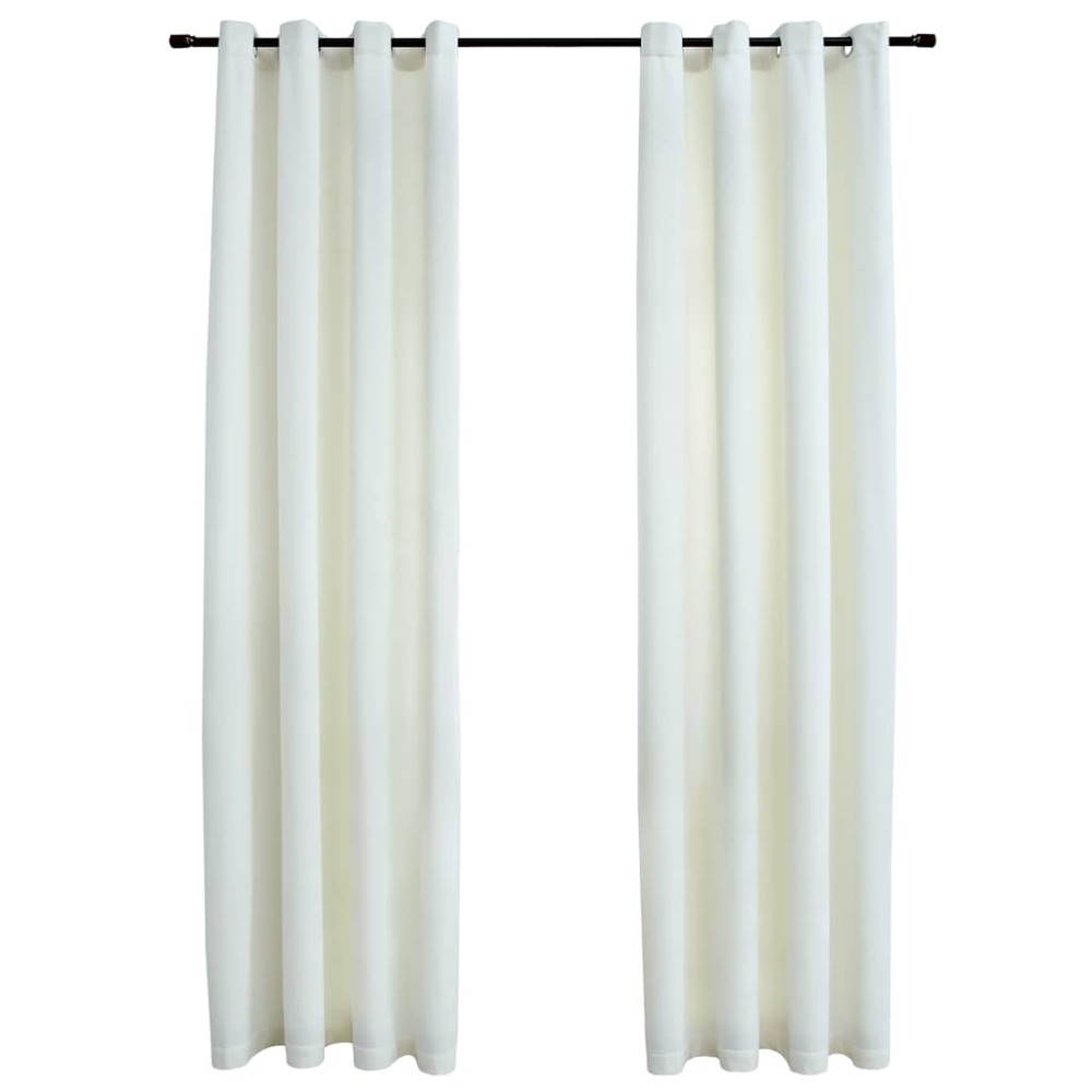 vidaXL Draperii opace cu inele, 2 buc., crem, 140 x 225 cm, catifea