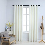 vidaXL Draperii opace cu inele, 2 buc., crem, 140 x 225 cm, catifea