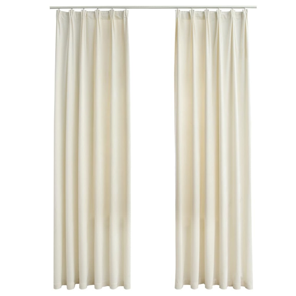 vidaXL Draperii opace cu cârlige, 2 buc., crem, 140x175 cm, catifea