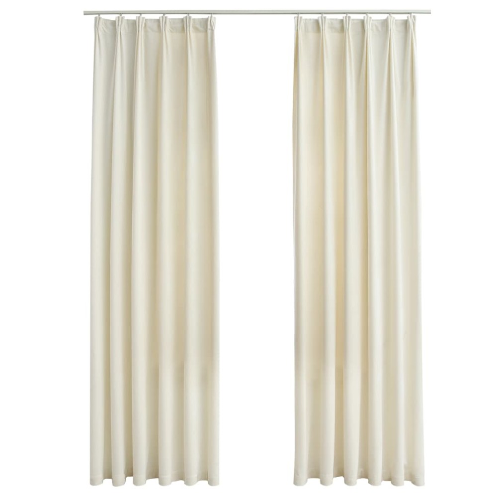 vidaXL Draperii opace cu cârlige, 2 buc., crem, 140x225 cm, catifea