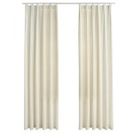 vidaXL Draperii opace, 2 buc., crem, 140x245 cm, catifea, cu cârlige
