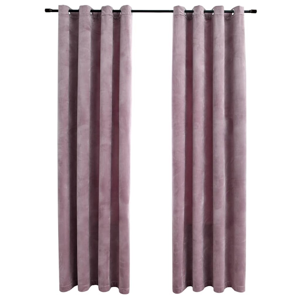 vidaXL Perdele opace cu inele 2 buc. roz antichizat 140x175 cm catifea