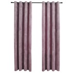vidaXL Perdele opace cu inele 2 buc. roz antichizat 140x175 cm catifea vidaXL Perdele opace cu inele 2 buc. roz antichizat 140x175 cm catifea