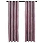 vidaXL Draperii opace cu inele, 2 buc., roz antic, 140x245 cm, catifea