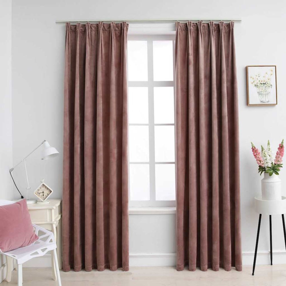 vidaXL Draperii opace 2 buc. roz antichizat 140x245 cm catifea cârlige