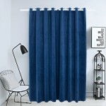 vidaXL Draperie opacă albastru închis 290x245cm catifea inele metalice vidaXL Draperie opacă albastru închis 290x245cm catifea inele metalice