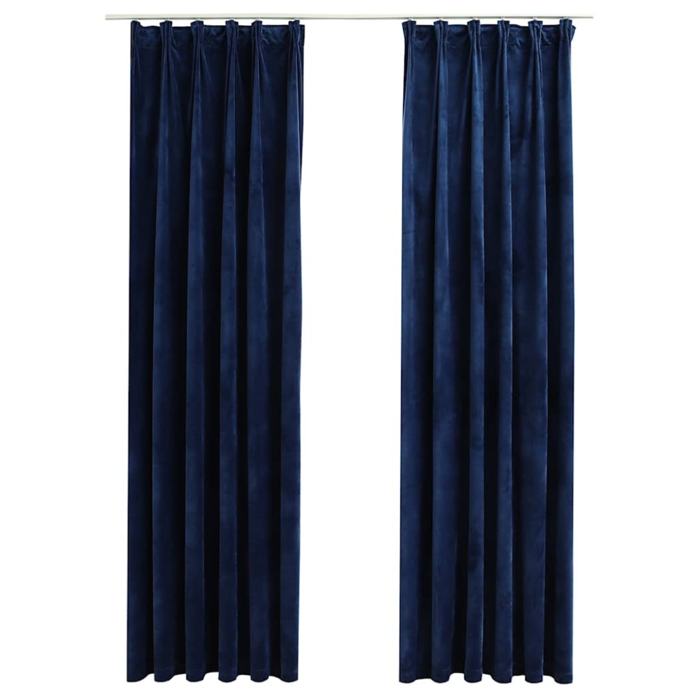vidaXL Draperii opace 2 buc. albastru închis 140x175cm catifea cârlige