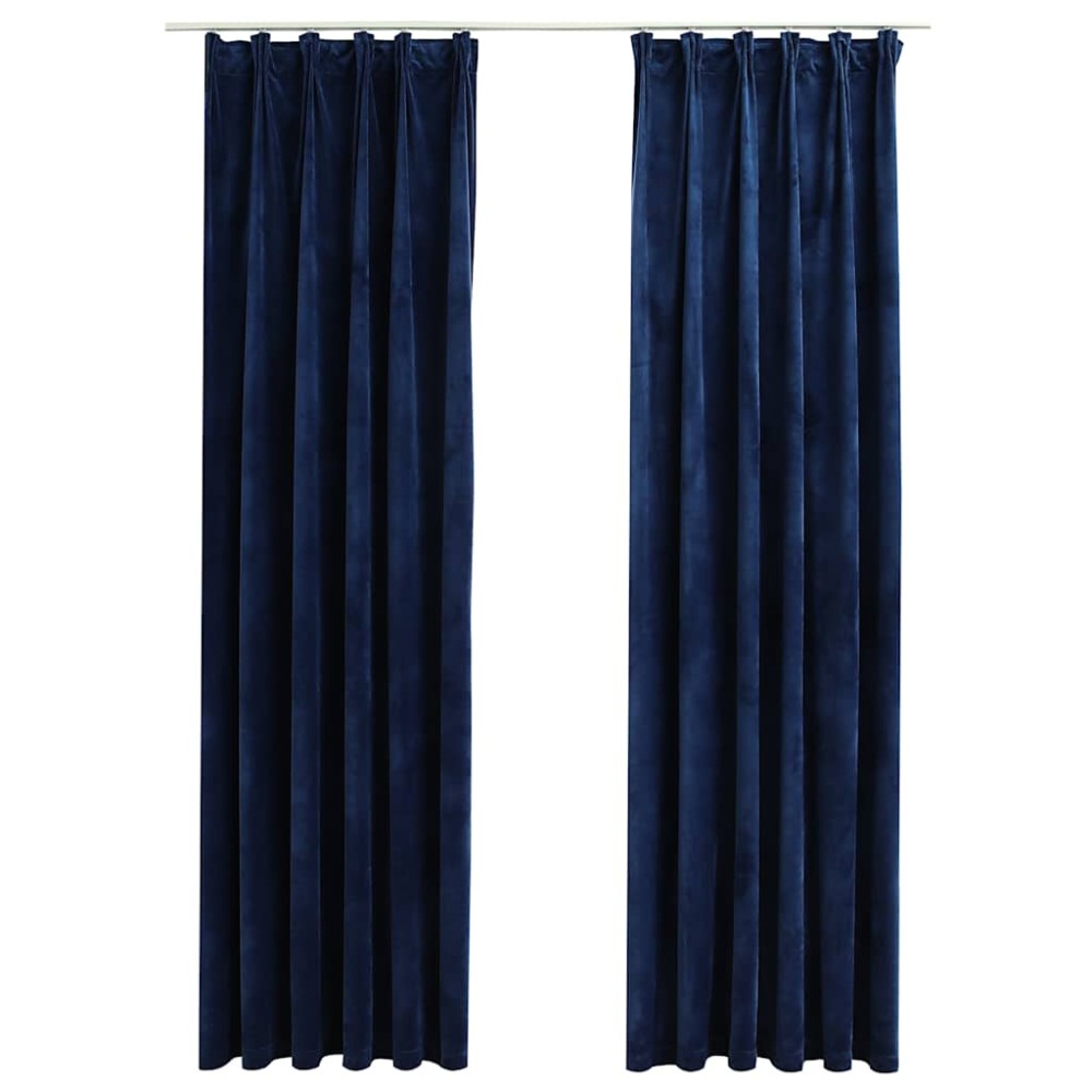 vidaXL Draperii opace 2 buc. albastru închis 140x245cm catifea cârlige