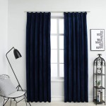 vidaXL Draperii opace 2 buc. albastru închis 140x245cm catifea cârlige vidaXL Draperii opace 2 buc. albastru închis 140x245cm catifea cârlige