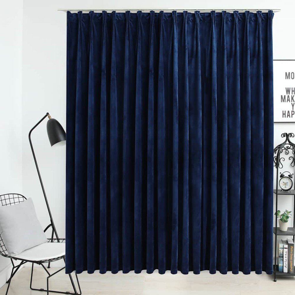vidaXL Draperie opacă, albastru închis, 290x245cm, catifea, cu cârlige