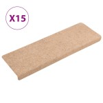 vidaXL Covorașe autoadezive pentru scări, 15 buc., 65x21x4 cm, margini dreptunghiulare, crem