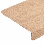 vidaXL Covorașe autoadezive pentru scări, 15 buc., 65x21x4 cm, margini dreptunghiulare, crem