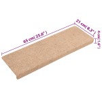 vidaXL Covorașe autoadezive pentru scări, 15 buc., 65x21x4 cm, margini dreptunghiulare, crem