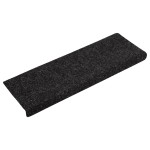vidaXL Covorașe scări autoadezive, 15 buc., 65x21x4 cm, margini dreptunghiulare negre