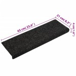 vidaXL Covorașe scări autoadezive, 15 buc., 65x21x4 cm, margini dreptunghiulare negre