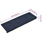 vidaXL Covorașe scări autoadezive, 15 buc., 65x21x4 cm, margini dreptunghiulare albastre
