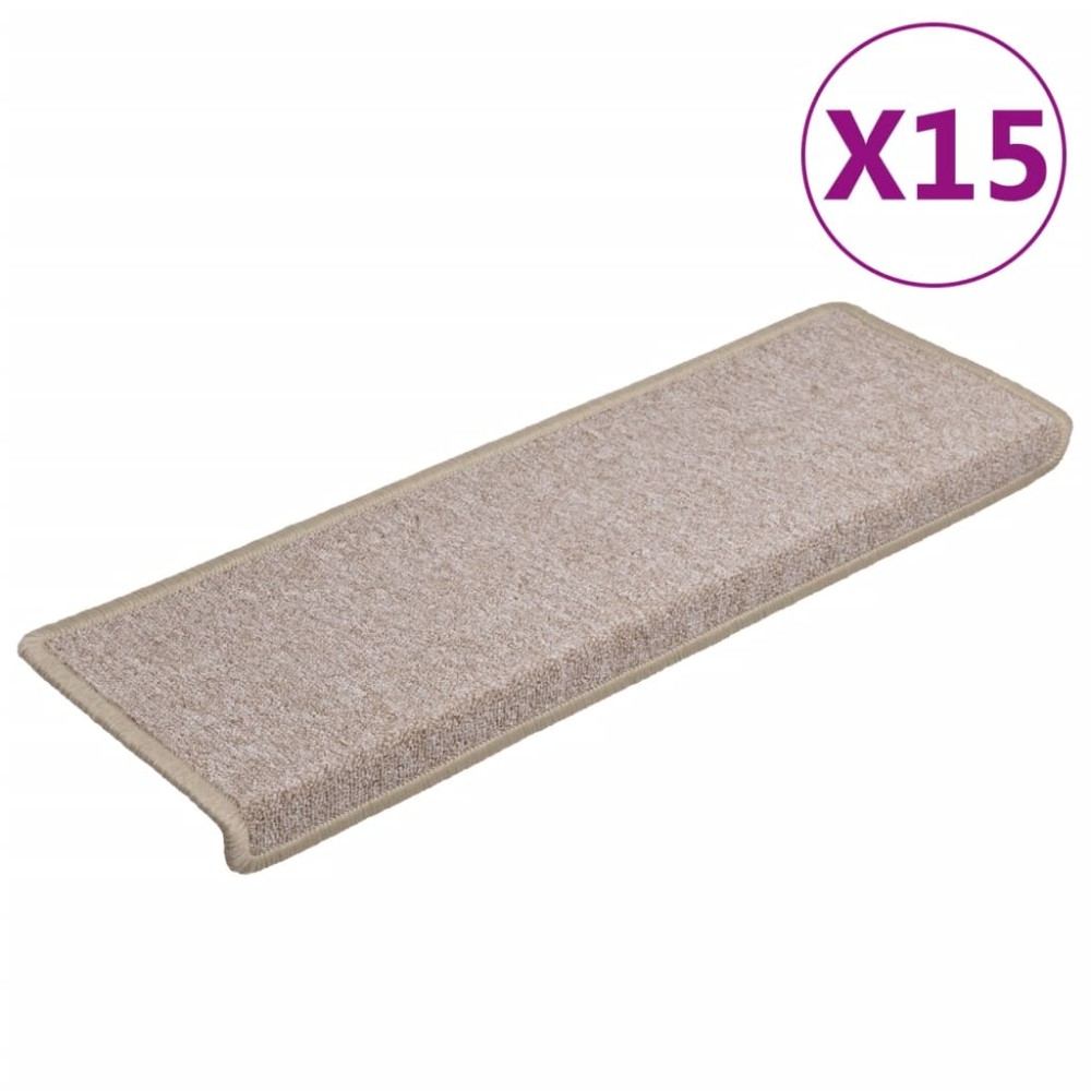 vidaXL Covorașe de trepte de scară, 15 buc., gri taupe, 65x21x4 cm