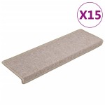vidaXL Covorașe de trepte de scară, 15 buc., gri taupe, 65x21x4 cm