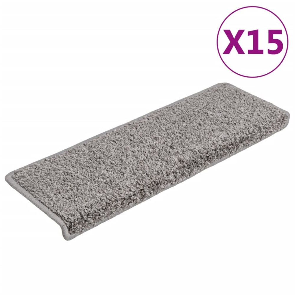 vidaXL Covorașe de trepte de scară, 15 buc., gri, 65x21x4 cm