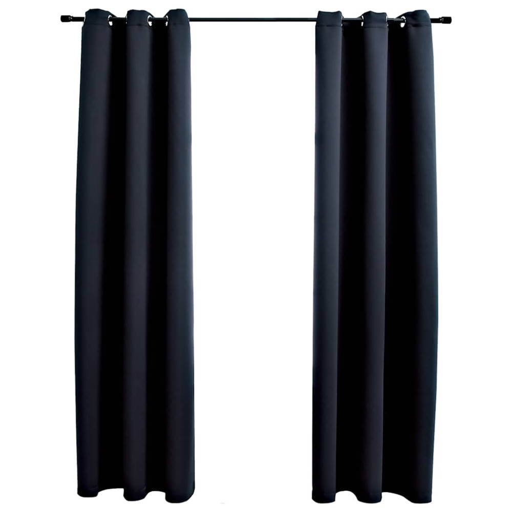 vidaXL Perdele opace cu inele, 2 buc., negru, 97x213 cm, material textil