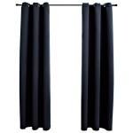 vidaXL Perdele opace cu inele, 2 buc., negru, 97x213 cm, material textil vidaXL Perdele opace cu inele, 2 buc., negru, 97x213 cm, material textil