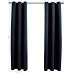 vidaXL Perdele opace cu inele, 2 buc., negru, 97x213 cm, material textil vidaXL Perdele opace cu inele, 2 buc., negru, 97x213 cm, material textil