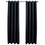 vidaXL Perdele opace cu inele, 2 buc., negru, 137x213 cm, material textil vidaXL Perdele opace cu inele, 2 buc., negru, 137x213 cm, material textil