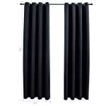 vidaXL Perdele opace cu inele, 2 buc., negru, 137x213 cm, material textil vidaXL Perdele opace cu inele, 2 buc., negru, 137x213 cm, material textil