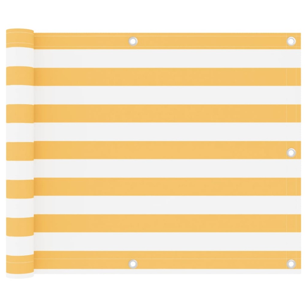 vidaXL Paravan de balcon, alb și galben, 75 x 400 cm, țesătură oxford